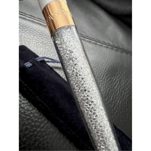 Swarovski Ballpoint Pen White Crystalline Shimmer New w Velvet Pouch - Picture 3 of 5